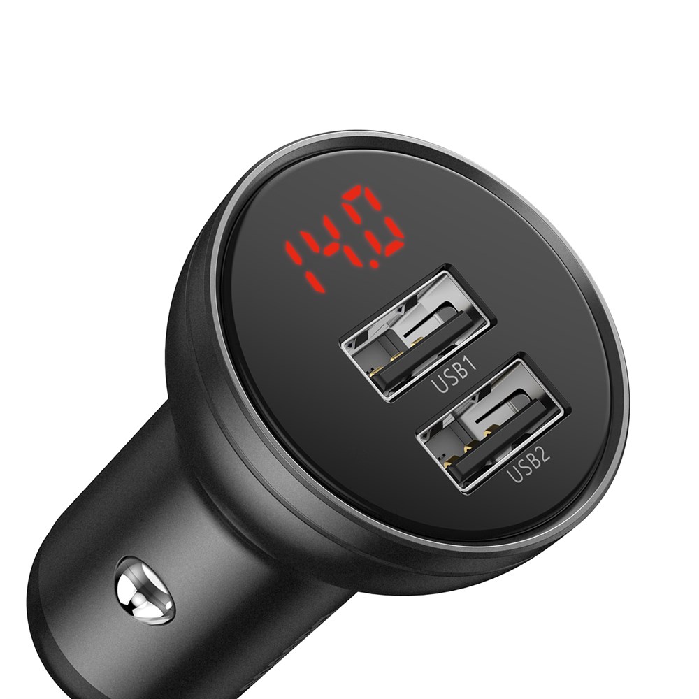 АЗУ Baseus Digital Display Dual USB 4.8A Car Charger 24W (CCBX-0G) - отзывы  покупателей на Мегамаркет