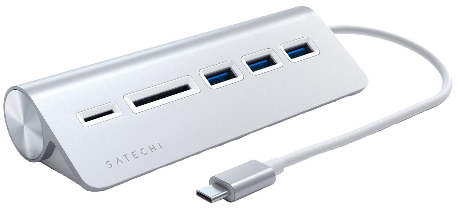 Разветвитель для компьютера Satechi TYPE-C Aluminum USB Hub & Card Reader  ST-TCHCRS Silver, купить в Москве, цены в интернет-магазинах на Мегамаркет