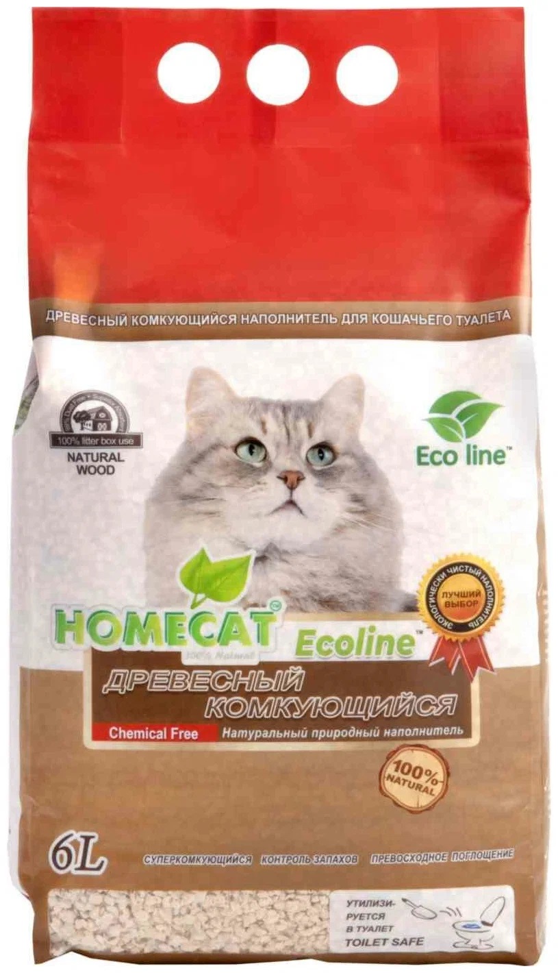 Наполнитель для туалета кошек Homecat Ecoline древесный комкующийся, 2 шт  по 6 л - отзывы покупателей на маркетплейсе Мегамаркет | Артикул  товара:100044111599