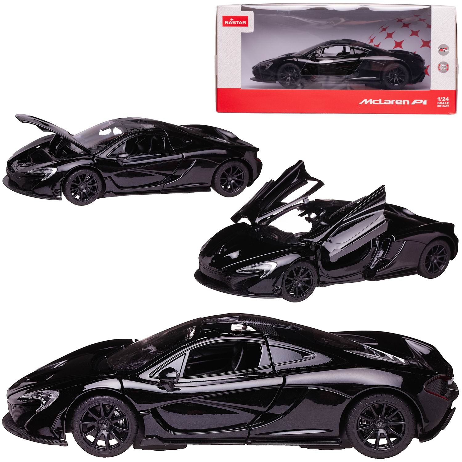 Машина металлическая 1:24 Mclaren P1, цвет черный, двери и капот  открываются - купить в ООО 