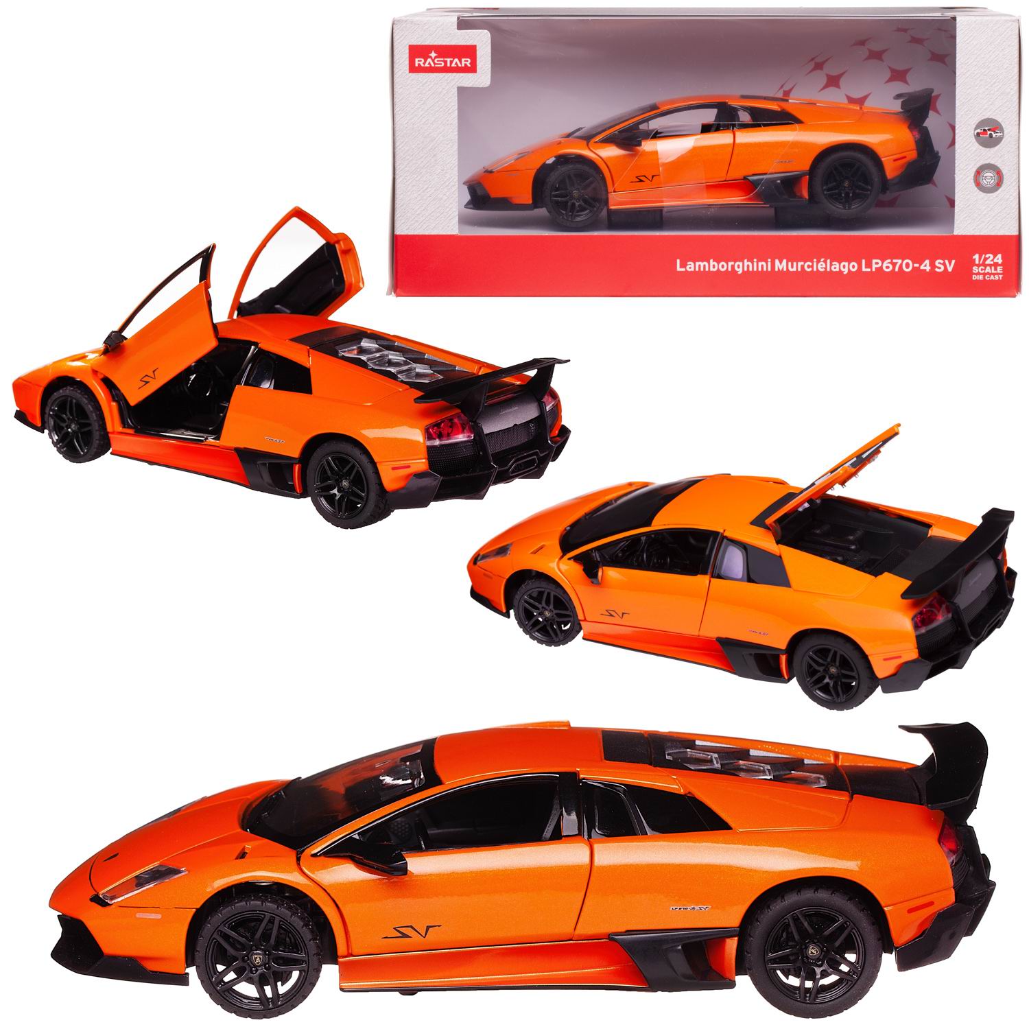 Купить машина металлическая 1:24 scale Lamborghini Murcielago LP670-4, цвет  оранжевый, цены на Мегамаркет