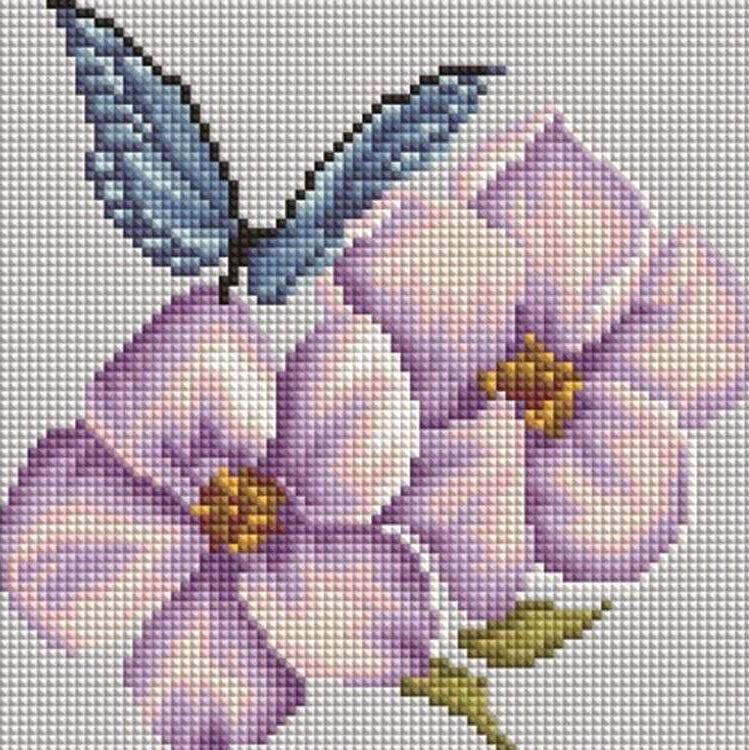 Как найти схему алмазной мозаики по артикулу Алмазная вышивка Painting Diamond Цветы и бабочки, 20x20 см - купить в Москве, ц