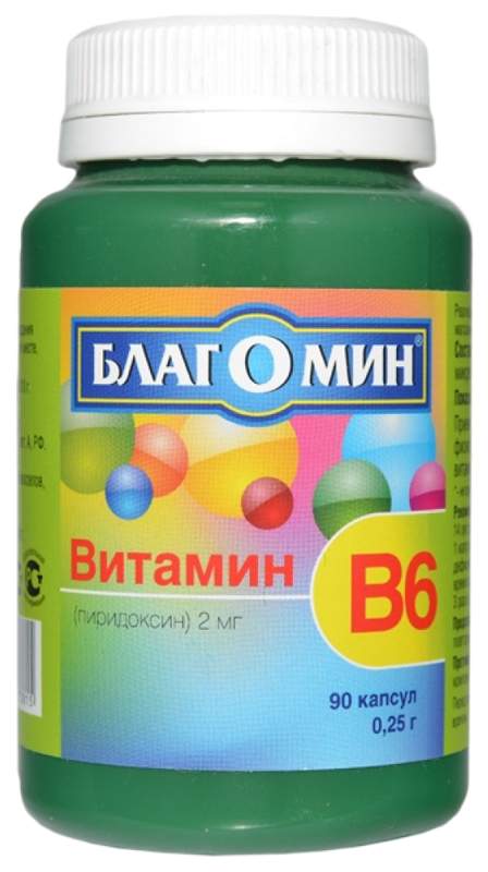 Благомин Витамин B6 (пиридоксин) капсулы 2 мг 90 шт. - купить в Москве, цены на Мегамаркет