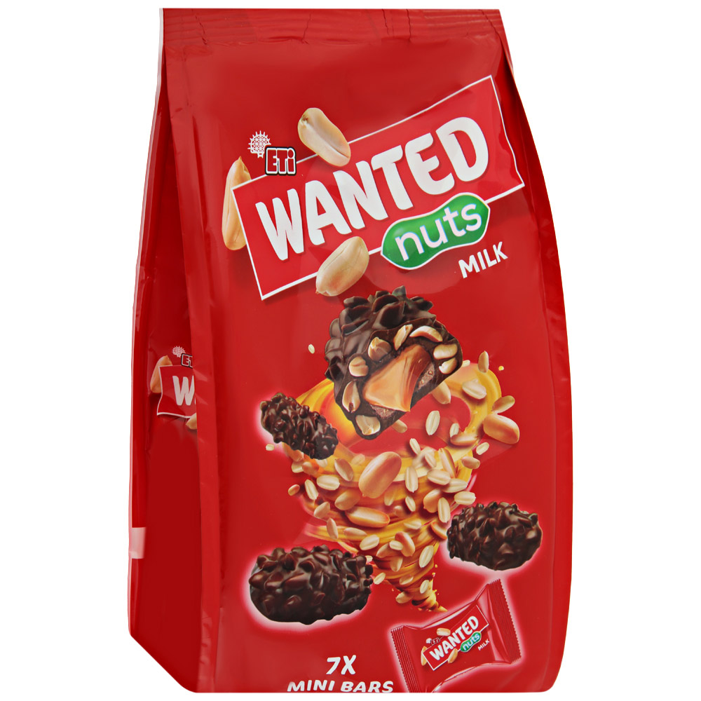 Купить батончик ETi Wanted Pops Nuts Milk Mini с арахисом и карамелью 140  г, цены на Мегамаркет | Артикул: 100030786037