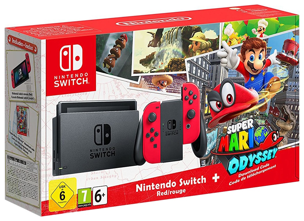 Портативная игровая консоль Nintendo Switch Red + Super Mario Odyssey -  купить в Москве, цены на Мегамаркет | 100023001791