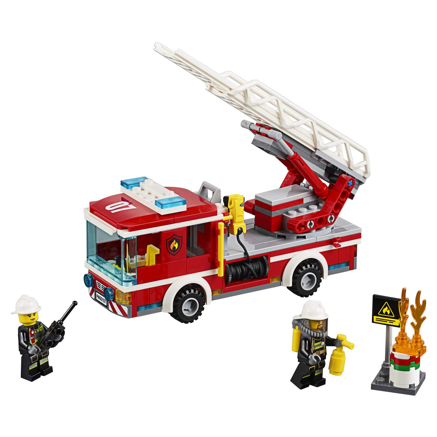 Купить конструктор LEGO City Fire Пожарный автомобиль с лестницей (60107),  цены на Мегамаркет | Артикул: 100000075392