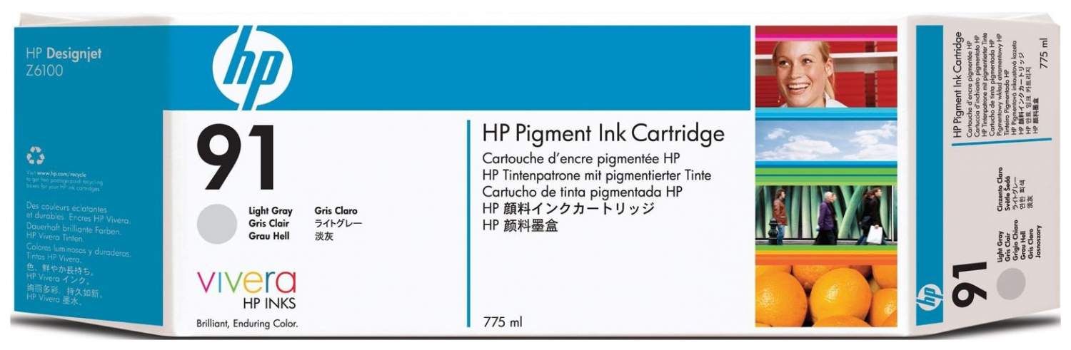 Картридж для струйного принтера HP 91 (C9466A) светло-серый, оригинал,  купить в Москве, цены в интернет-магазинах на Мегамаркет