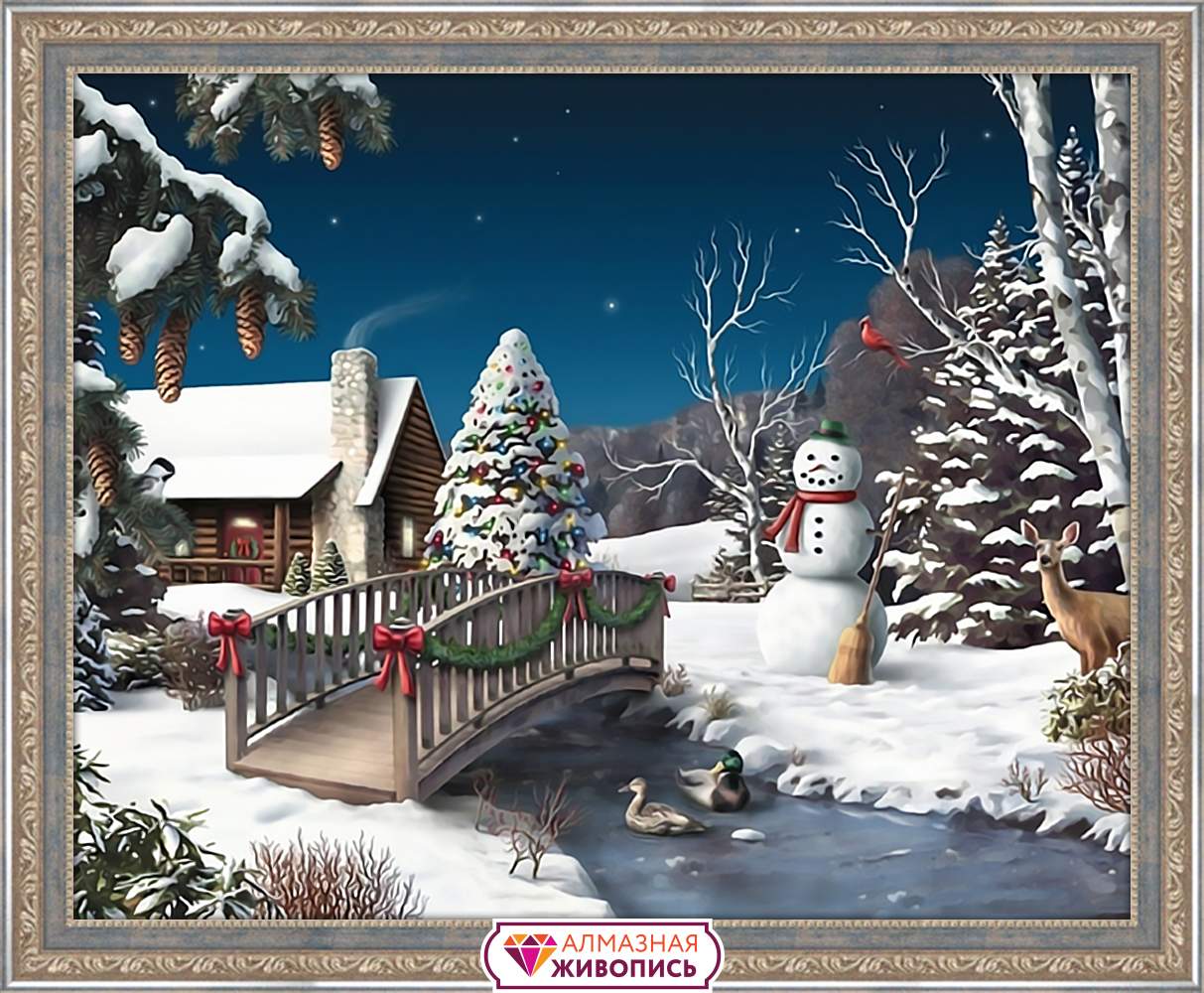Купить картина стразами Новый год в деревне (АЖ-1289), цены на Мегамаркет  | Артикул: 100025524297