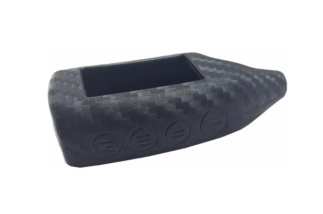 Чехол для брелка \"Шерхан Magicar 5, 6\" черный,силикон,псевдокарбон ...