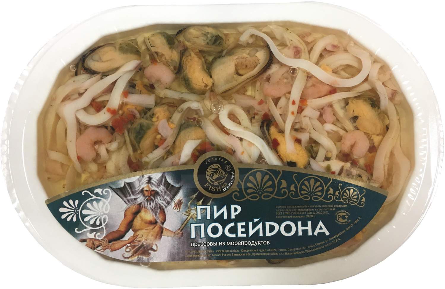 Ассорти Золотая Fishка Пир Посейдона из морепродуктов в масле 190 г –  купить в Москве, цены в интернет-магазинах на Мегамаркет