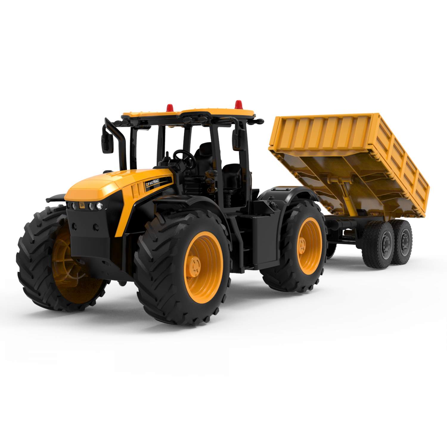 Радиоуправляемый трактор с прицепом Double Eagle JCB Fastrac, фары E683-003  - купить в Rtoyshop, цена на Мегамаркет