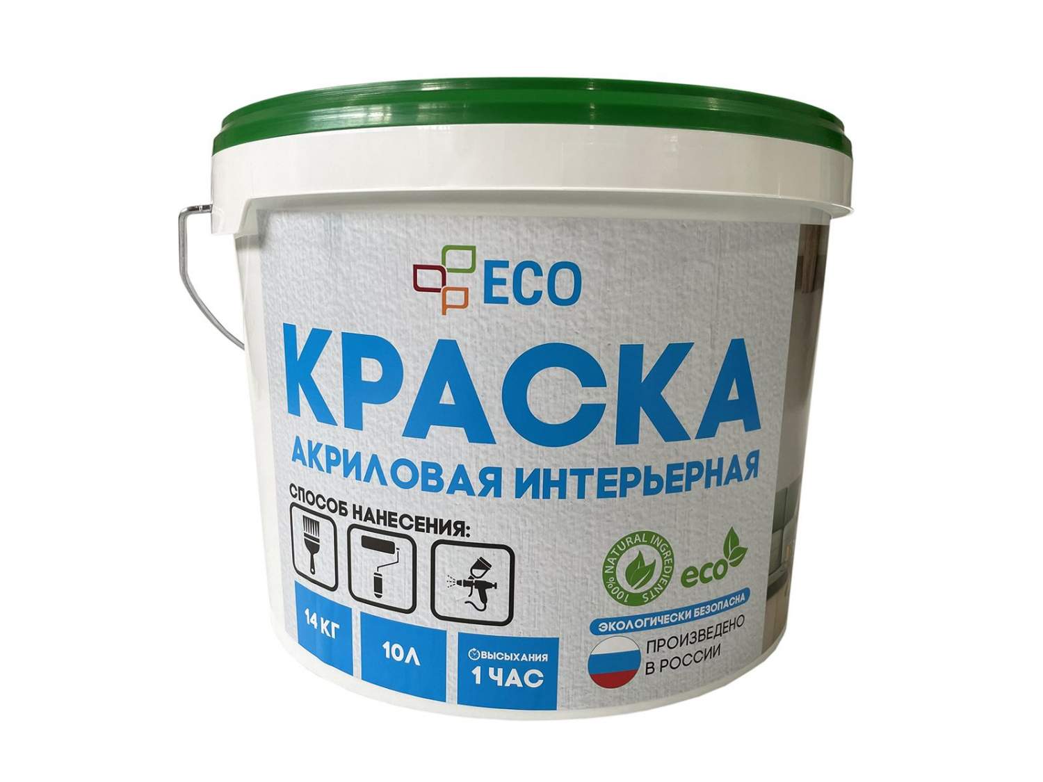 Краска ECO интерьерная для стен и потолков, цвет Изумрудный (темно-зеленая)  матовая, 14 кг – купить в Москве, цены в интернет-магазинах на Мегамаркет