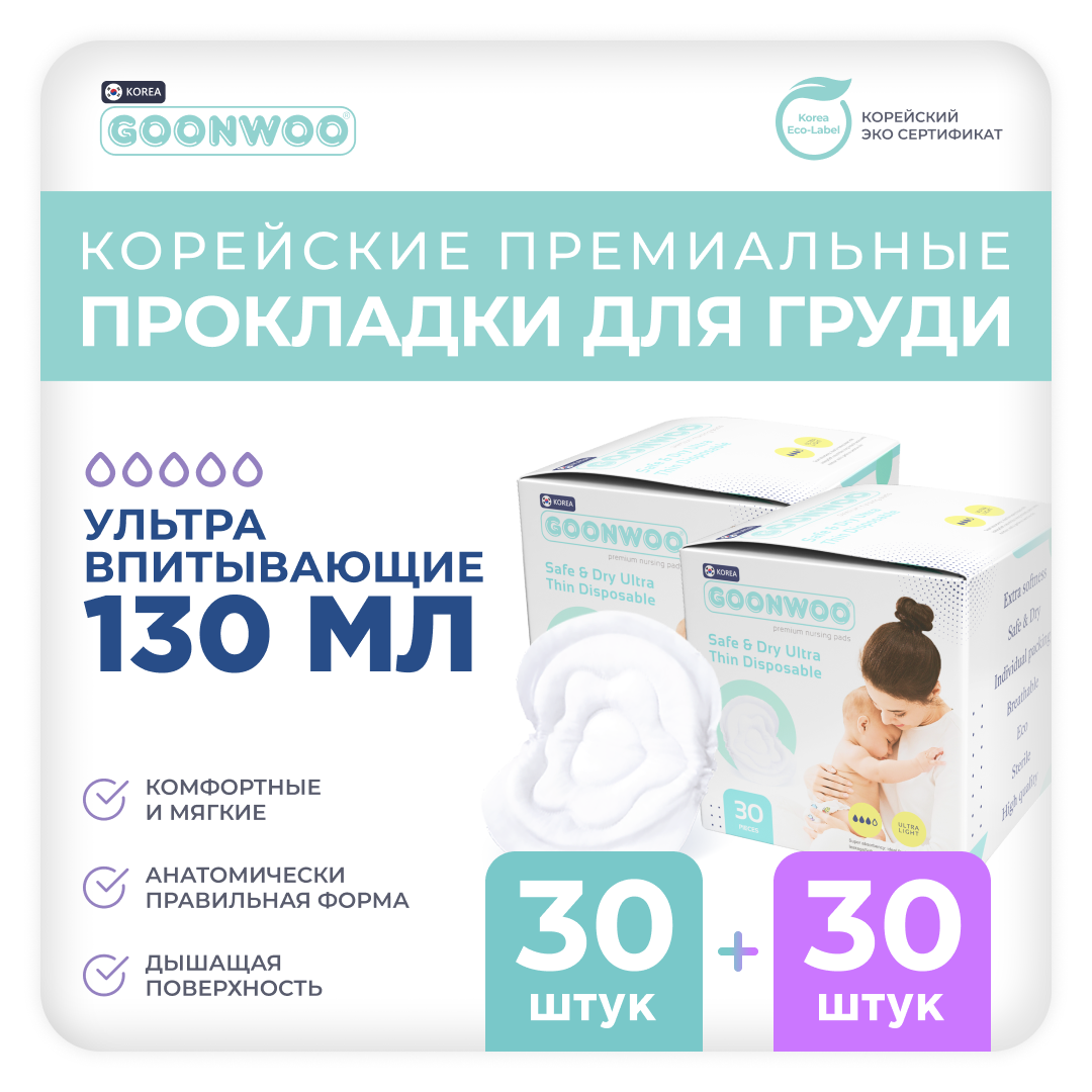 Купить прокладки для груди GOONWOO, 60 шт. 385624PADS, цены на Мегамаркет |  Артикул: 600006672400