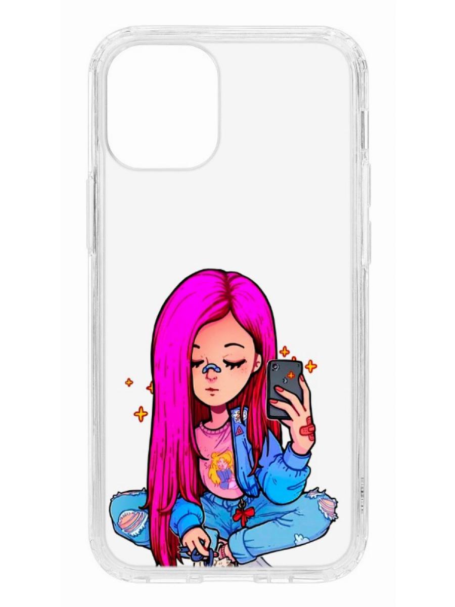 Противоударный чехол для Apple iPhone 12 mini КRUЧЕ Print Pink Hair  прозрачный с рисунком, купить в Москве, цены в интернет-магазинах на  Мегамаркет