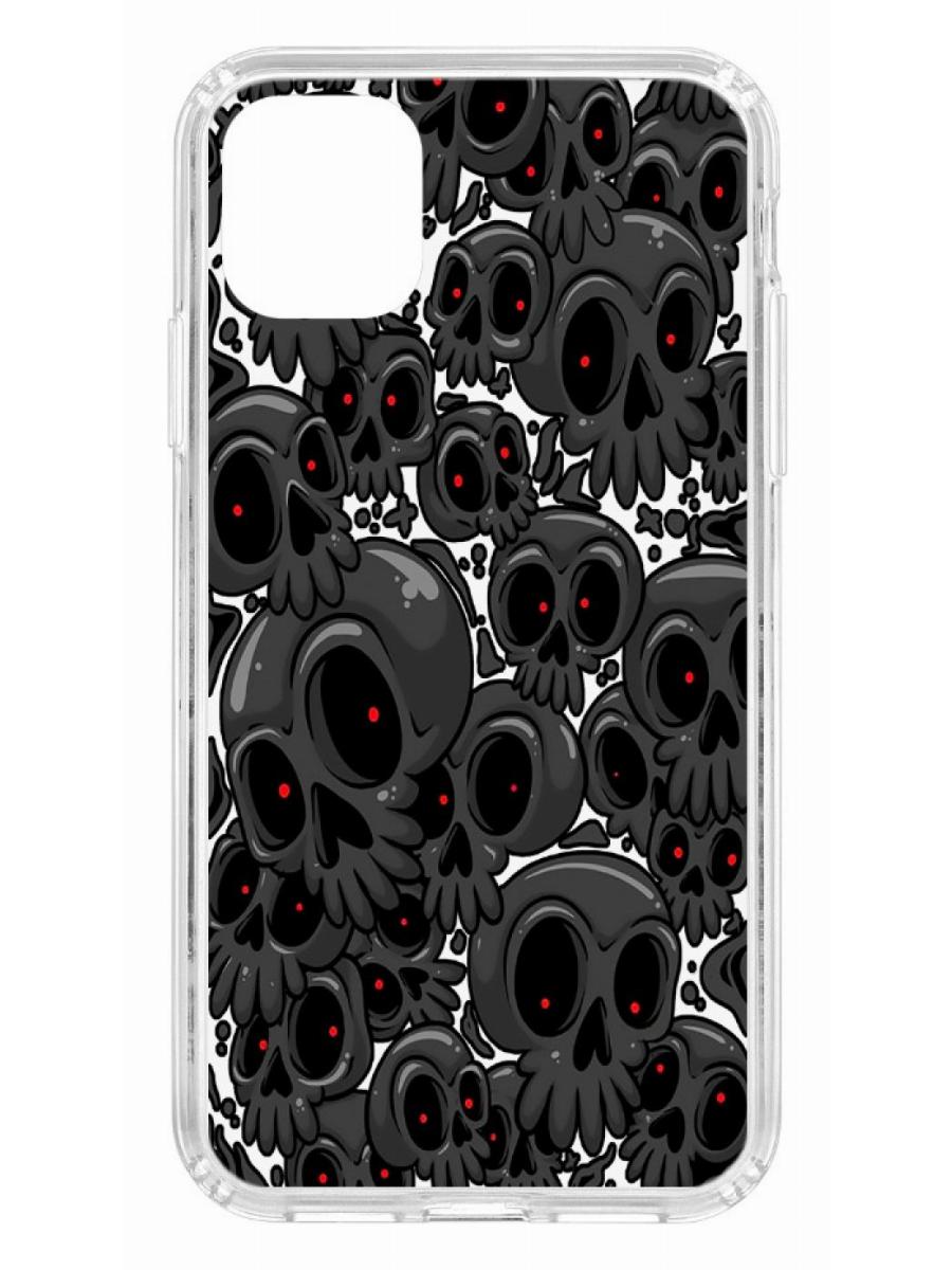 Противоударный чехол для Apple iPhone 11 КRUЧЕ Print Skull gray прозрачный  с рисунком, купить в Москве, цены в интернет-магазинах на Мегамаркет