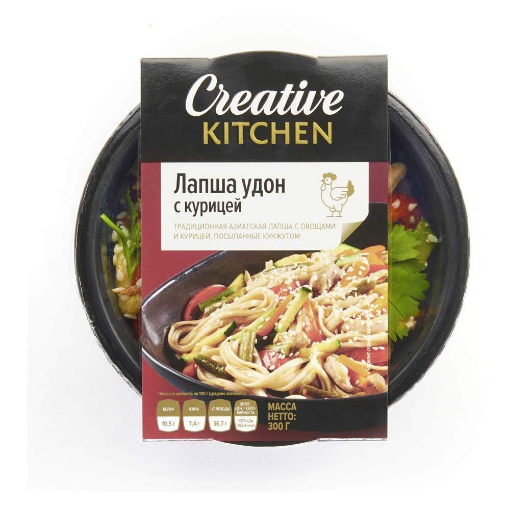 Лапша Creative Kitchen Удон со вкусом курицы 300 г – характеристики на  Мегамаркет