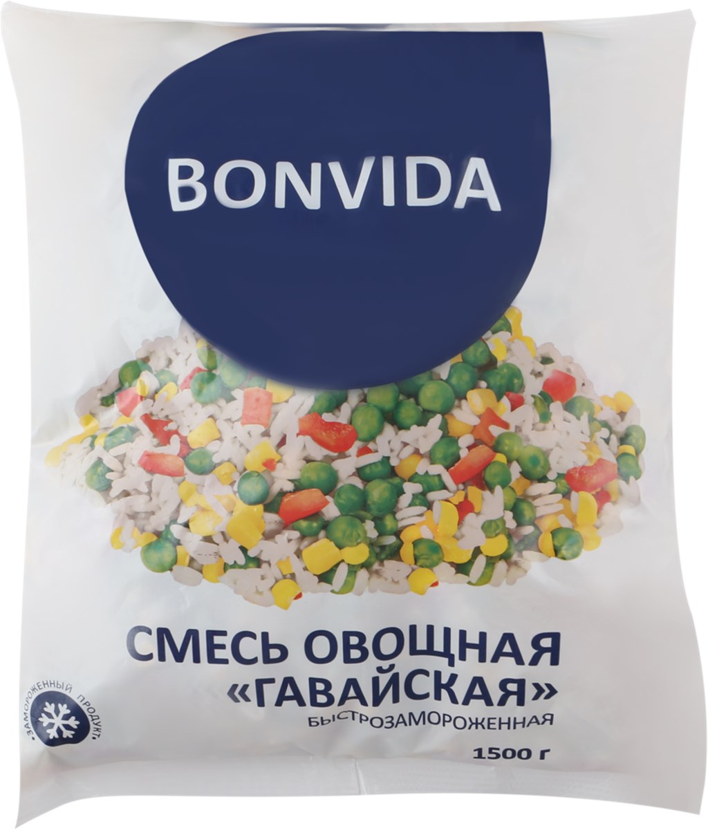 Купить овощная смесь Bonvida Гавайская замороженная 1,5 кг, цены на  Мегамаркет | Артикул: 100028801556