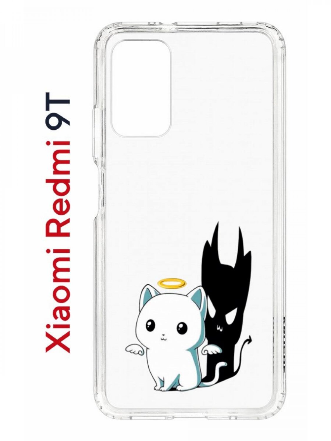 Чехол на Redmi 9T Kruche Print Angel Demon,противоударный бампер,с защитой  камеры, купить в Москве, цены в интернет-магазинах на Мегамаркет