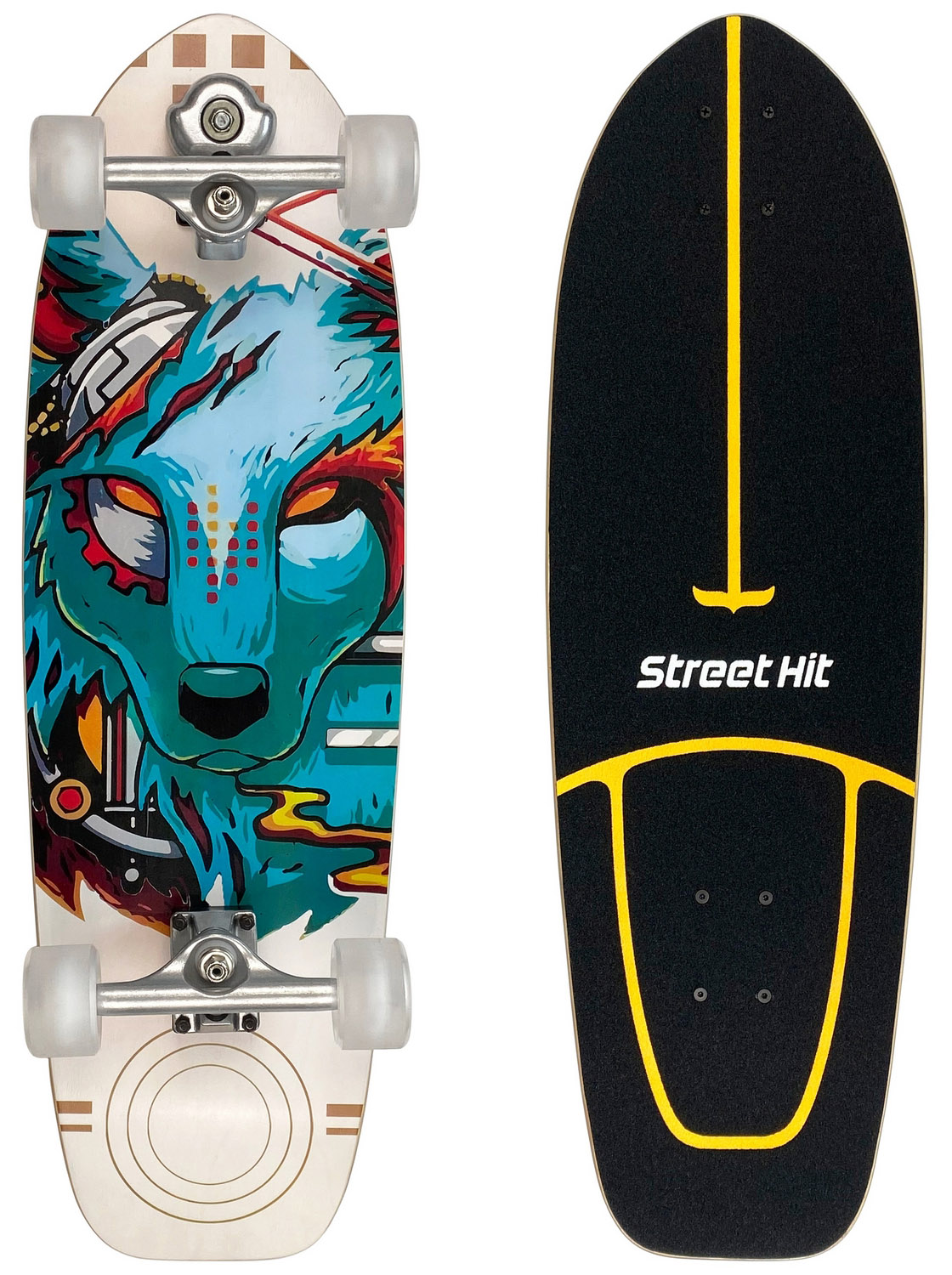 Скейтборд деревянный Street Hit SurfSkate Сёрфскейт CYBERFOX со светящимися  колесами - купить в Москве, цены на Мегамаркет | 600012354799