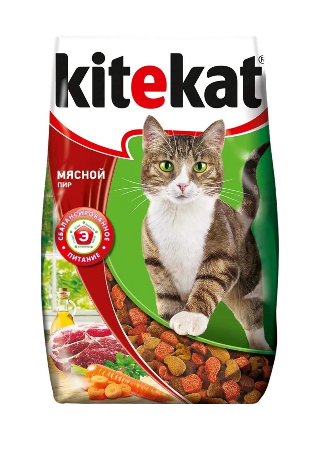 Сухой корм для кошек Kitekat Мясной пир, 5кг - отзывы покупателей на  Мегамаркет