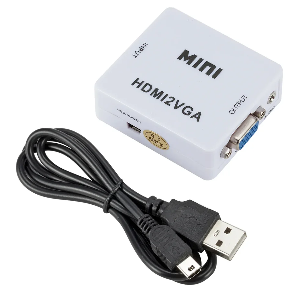 Конвертер переходник из HDMI в VGA (HDMI2VGA) / белый, купить в Москве,  цены в интернет-магазинах на Мегамаркет