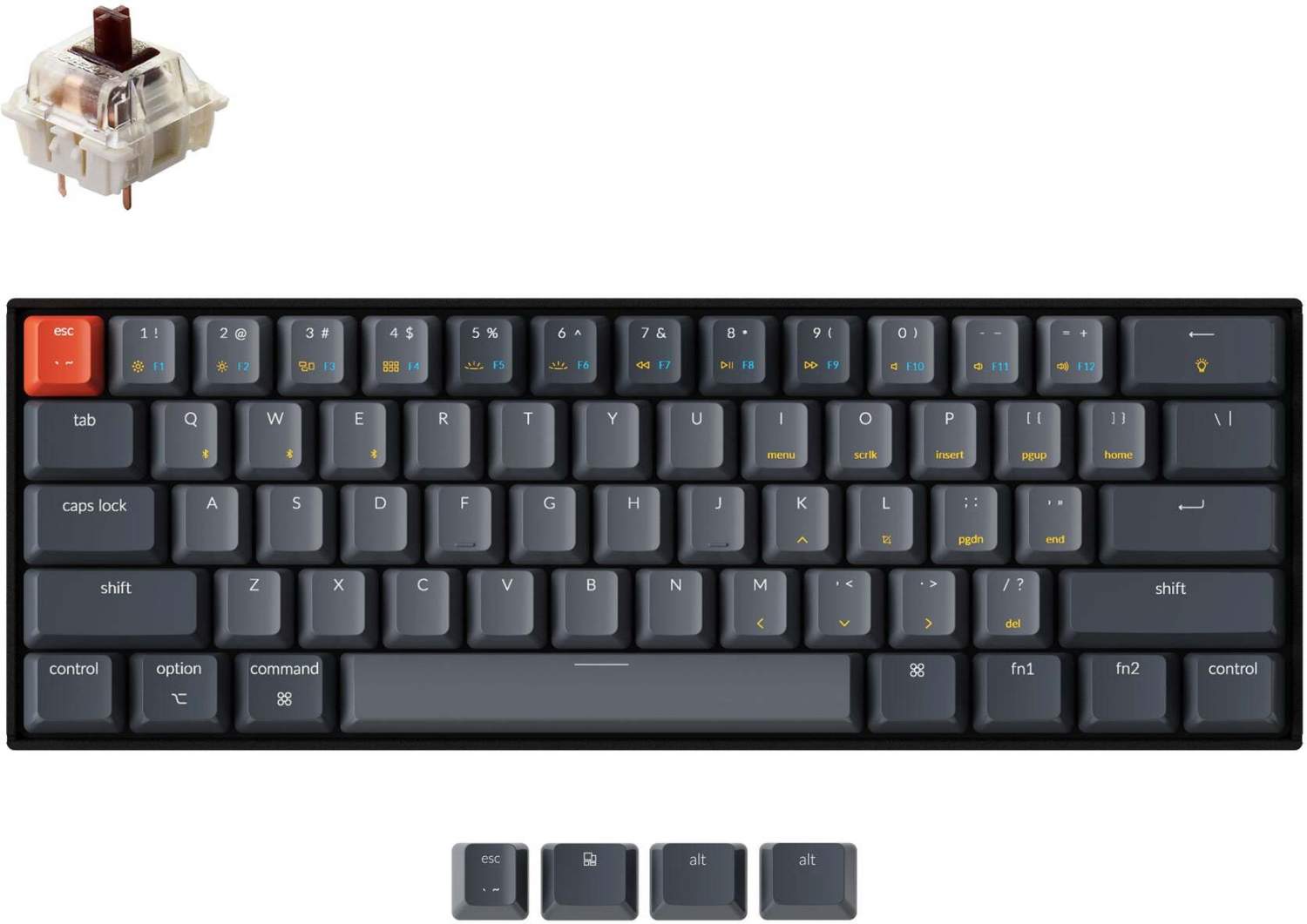 Беспроводная игровая клавиатура Keychron K12 Gray/Black, купить в Москве,  цены в интернет-магазинах на Мегамаркет