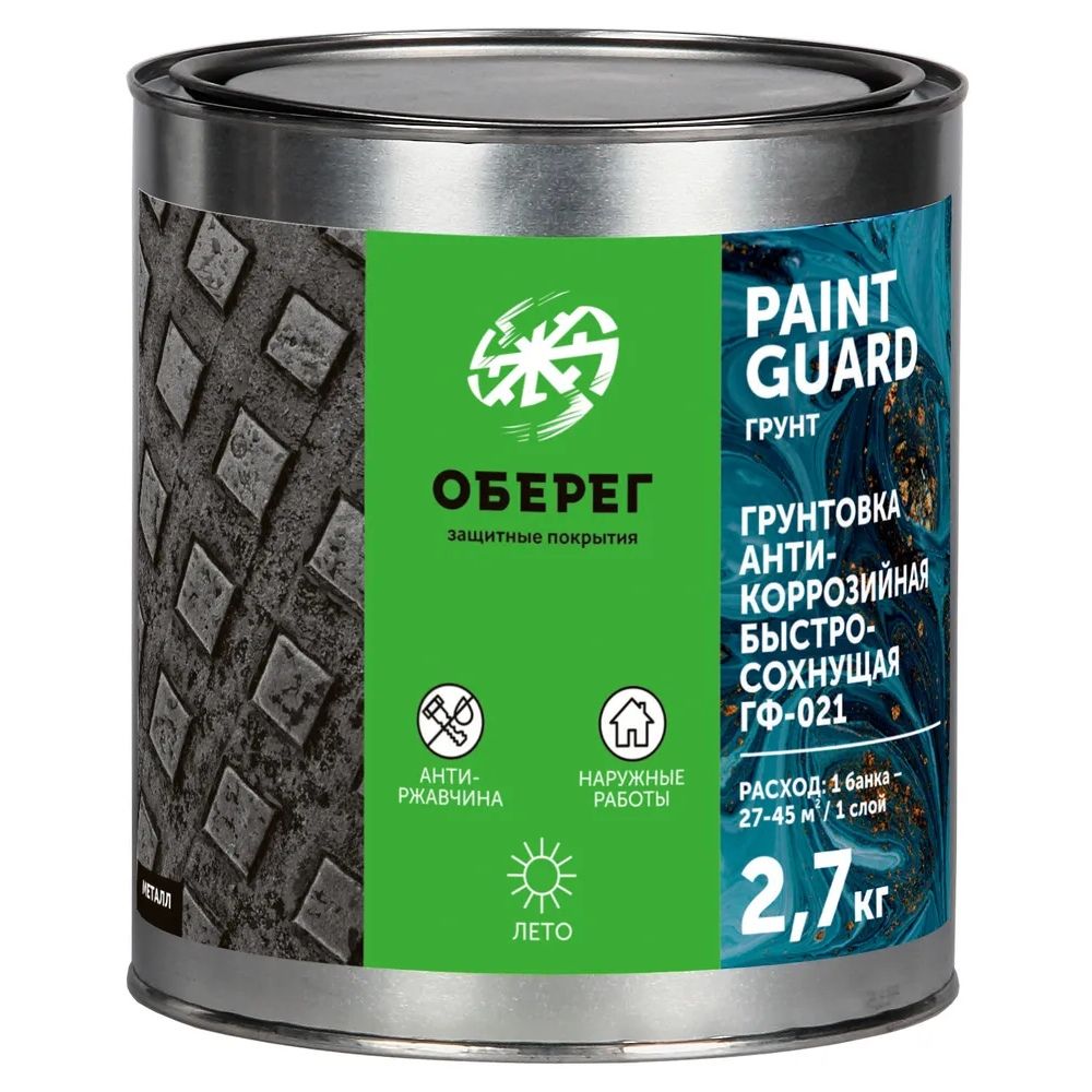 Грунтовка АНТИКОРРОЗИЙНАЯ ГОСТ ГФ-021 Серая PaintGuard - 3л/2,7кг – купить  в Москве, цены в интернет-магазинах на Мегамаркет