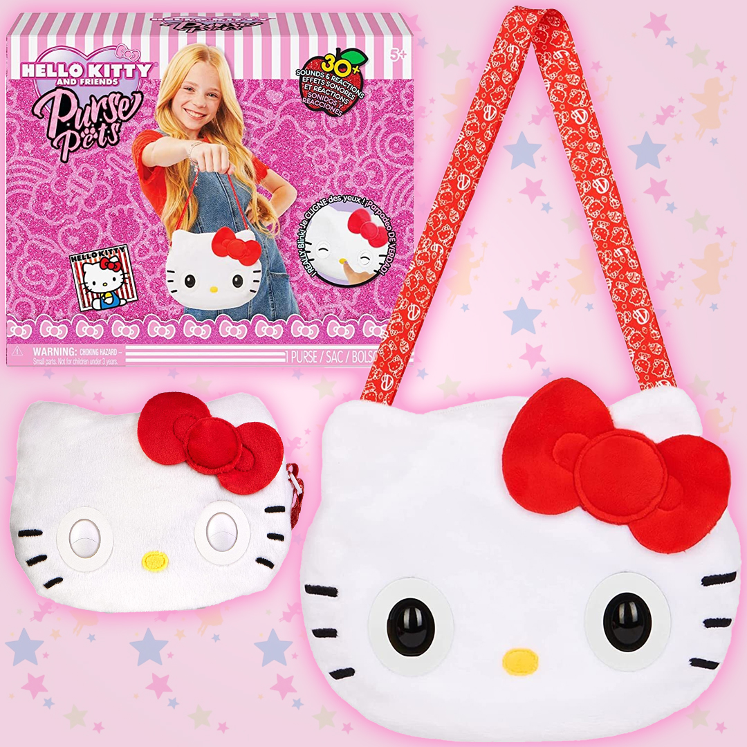 Игрушка интерактивная сумочка Hello Kitty для девочки Sanrio Hello Kitty,  звук – купить в Москве, цены в интернет-магазинах на Мегамаркет