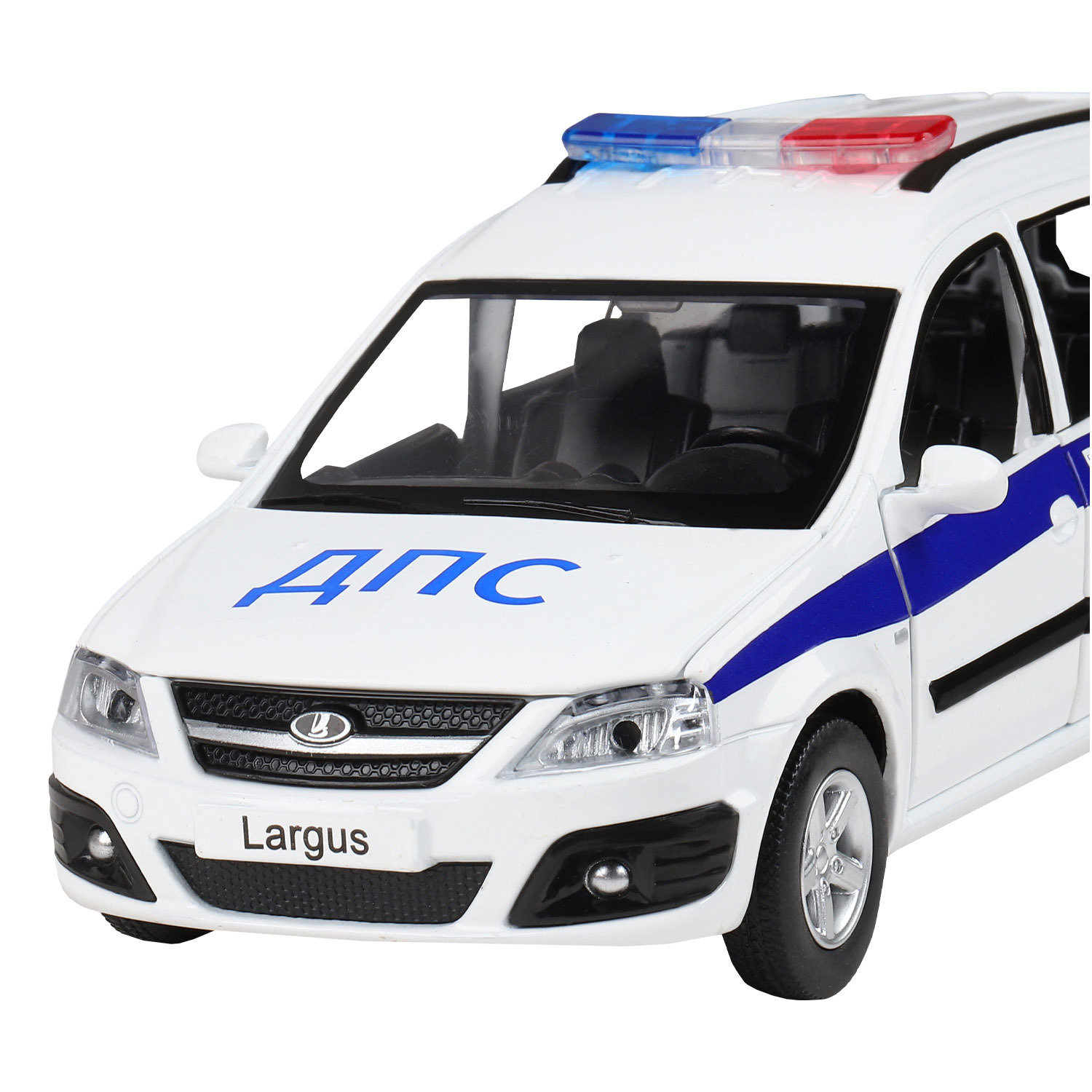 Машина LADA LARGUS 1:24 Полиция инерц. свет, звук, открыв. двери, капот,  багажник, белый – купить в Москве, цены в интернет-магазинах на Мегамаркет