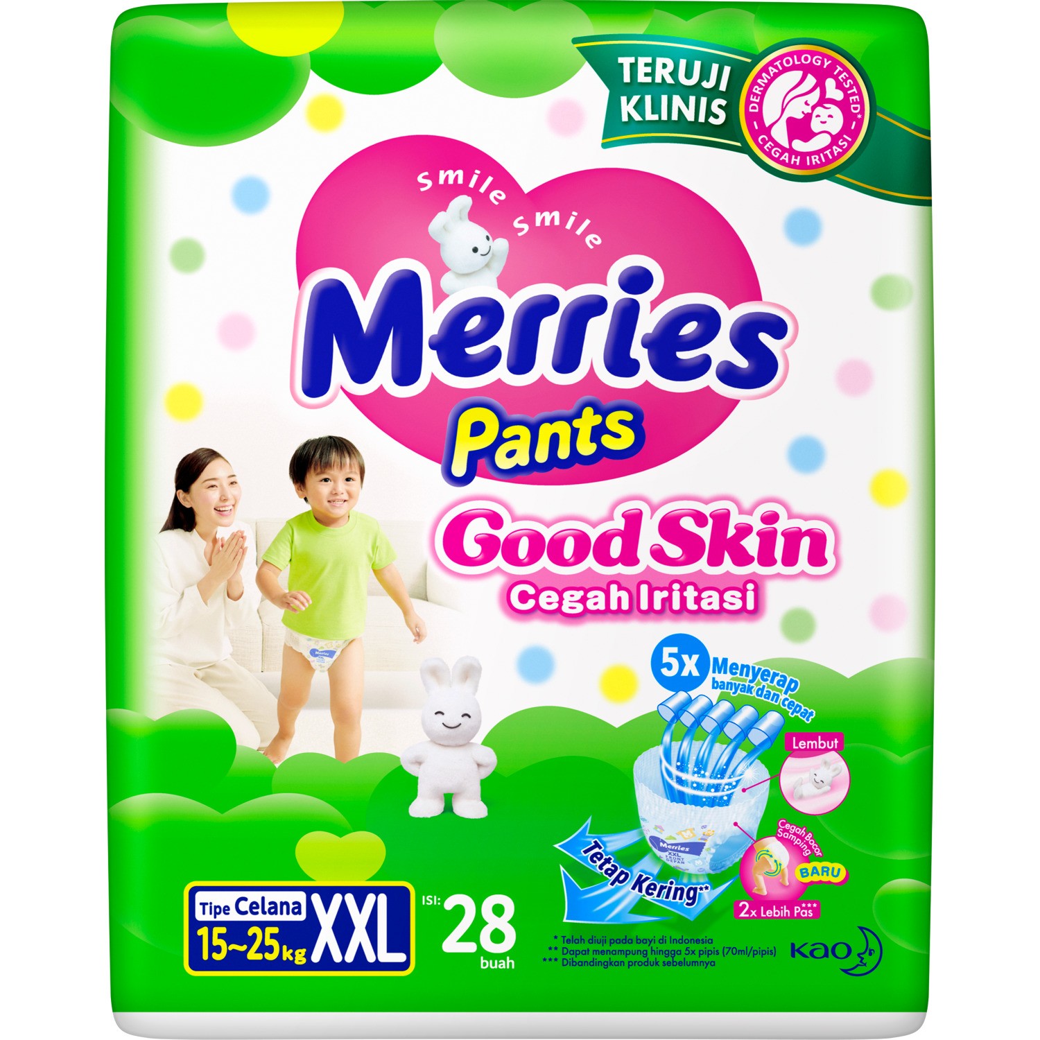 Купить подгузники-трусики Merries Good Skin XXL, 15-25 кг, 28 шт., цены на  Мегамаркет | Артикул: 100044825180