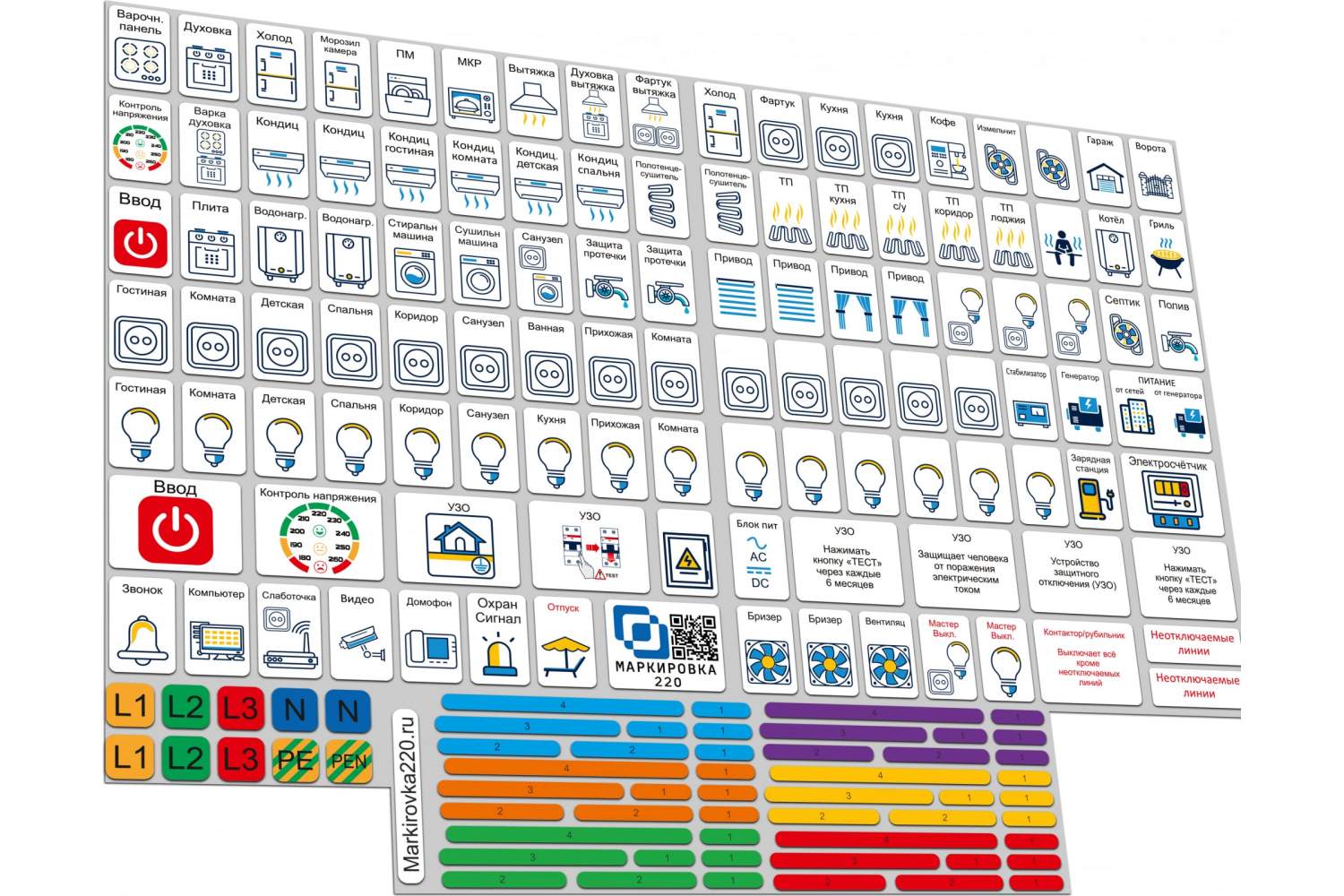 Маркировка 220 для электрических щитов до 96 мод. Набор наклеек на  электрощит EL-ProMax – купить в Москве, цены в интернет-магазинах на  Мегамаркет