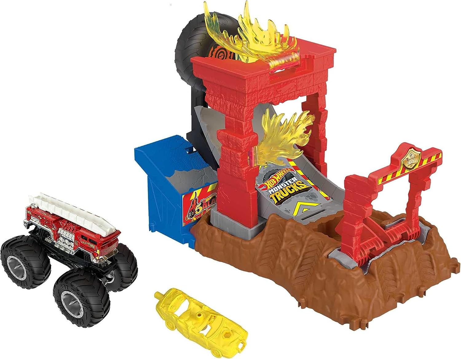 Купить набор игровой Hot Wheels Monster Trucks Сокрушители арен Испытание  огнем, HNB90, цены на Мегамаркет