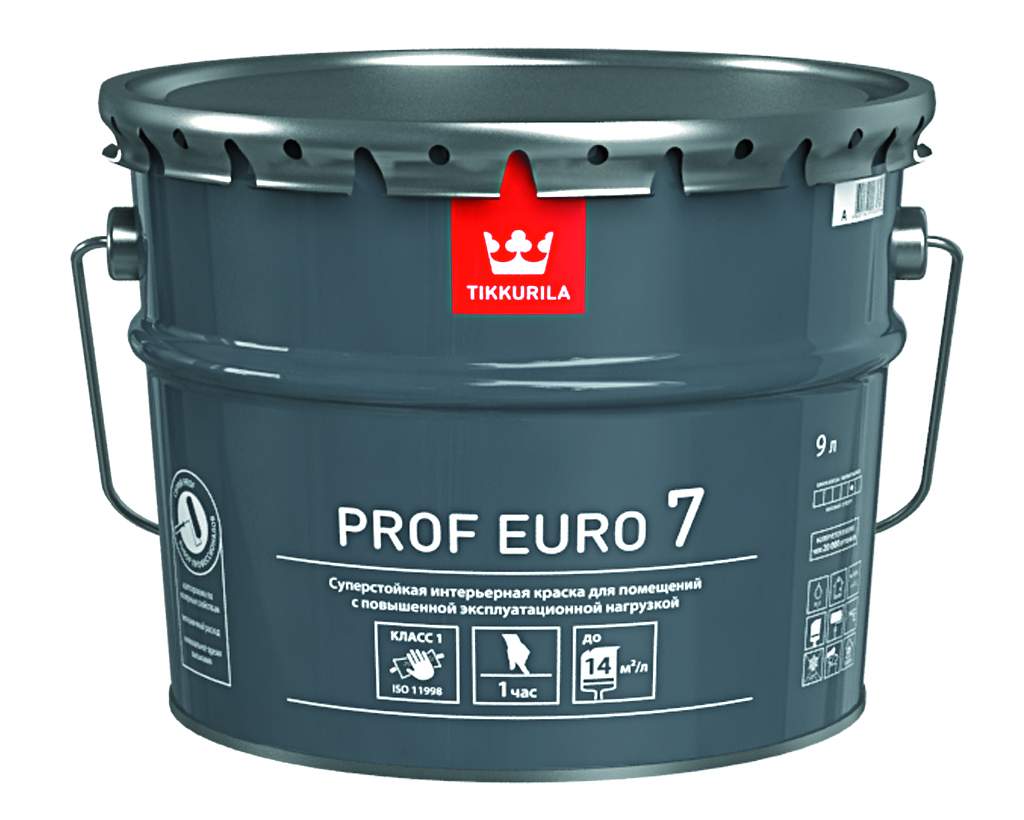 Краска Tikkurila Prof Euro 7, база C, 9 л купить в интернет-магазине, цены  на Мегамаркет