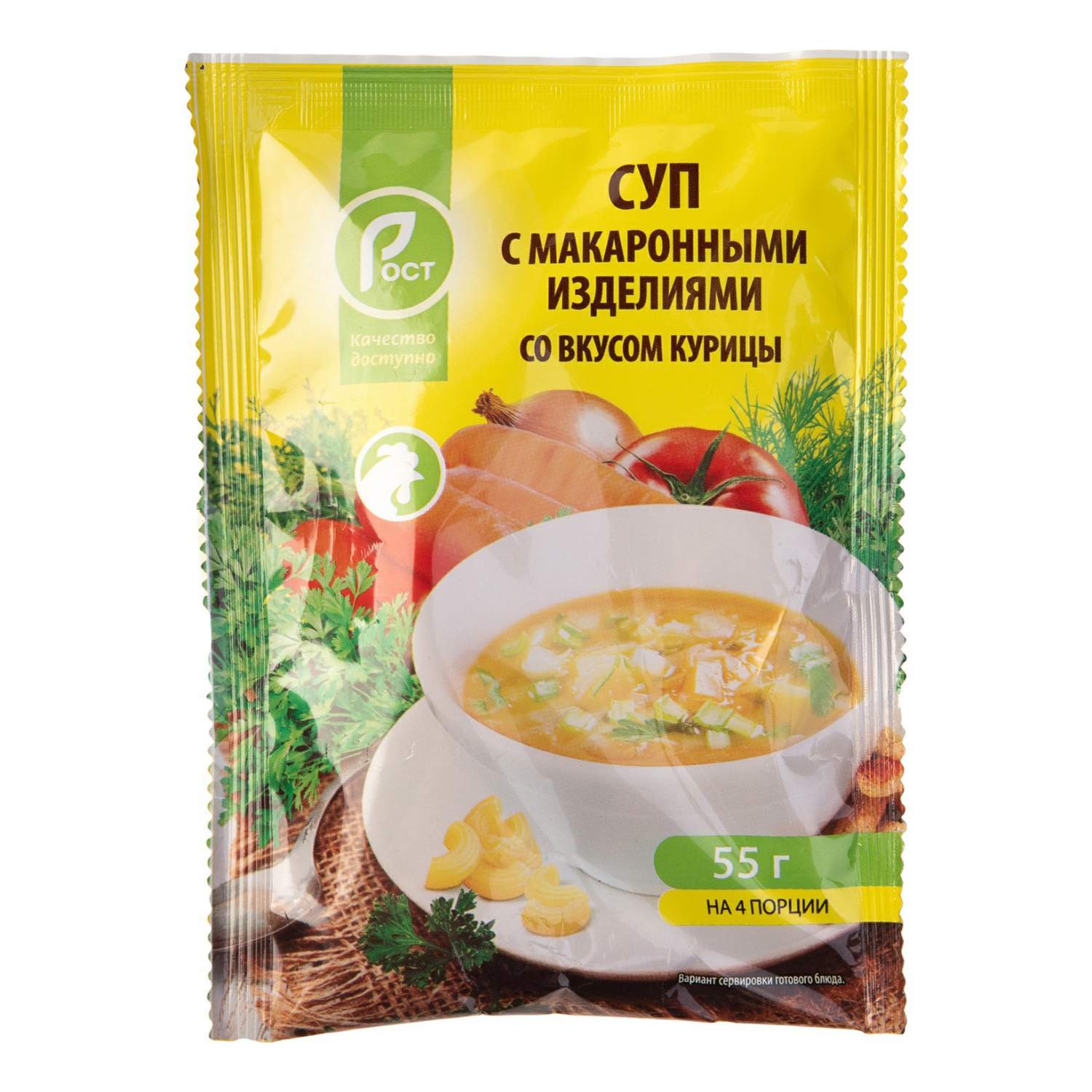 Суп Рост со вкусом курицы с макаронными изделиями быстрого приготовления 55  г – купить в Москве, цены в интернет-магазинах на Мегамаркет