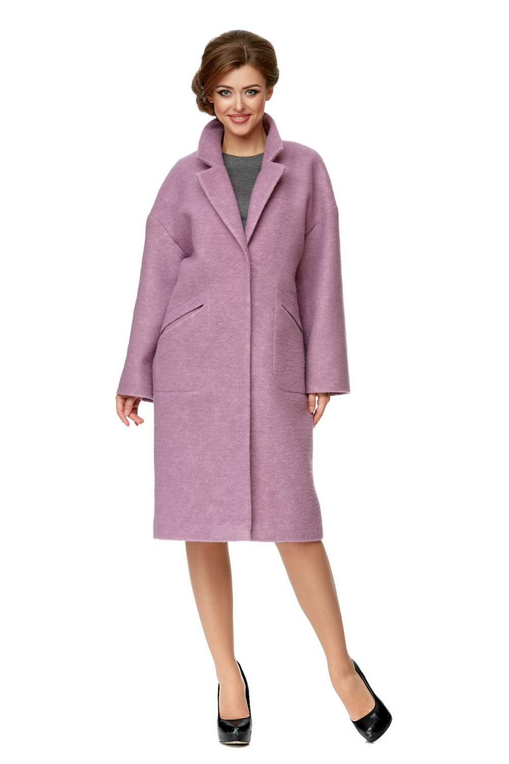 Пальто женское МОСМЕХА 8001977 фиолетовое 44 RU - купить в Москве, цены на СберМегаМаркет