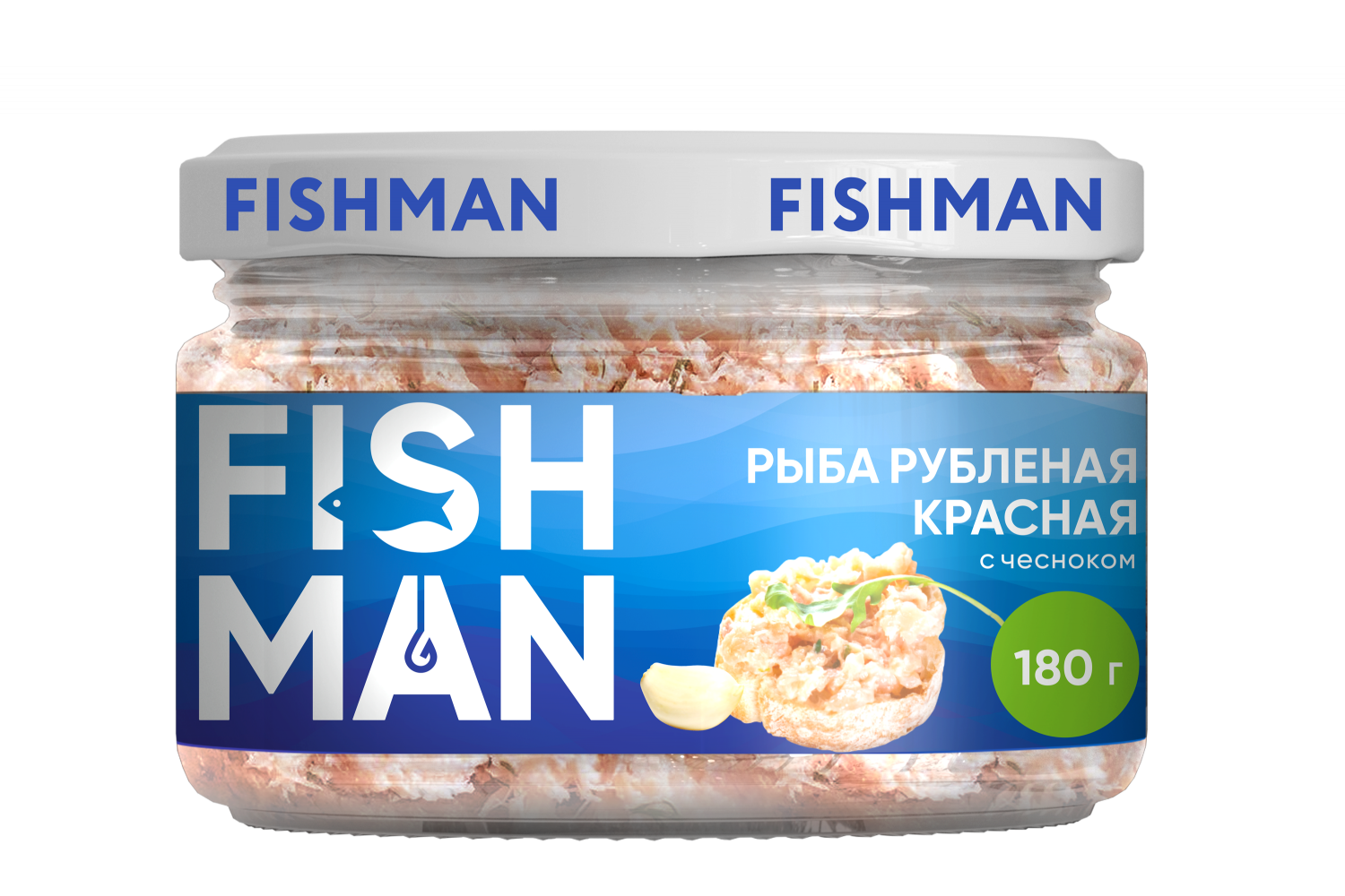 Купить рыба Fishman рубленая, красная, с чесноком, 180 г, цены на  Мегамаркет | Артикул: 100043563382