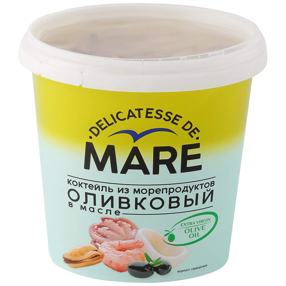 Коктейль Маре оливковый из морепродуктов в масле 380 г - отзывы покупателей  на маркетплейсе Мегамаркет | Артикул: 100026650639