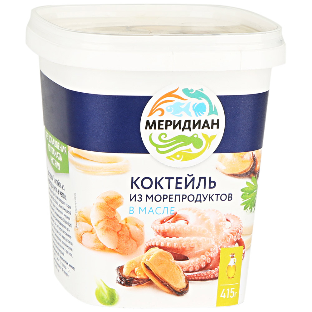 Коктейль Меридиан из морепродуктов в масле 415 г - отзывы покупателей на  маркетплейсе Мегамаркет | Артикул: 100026650645