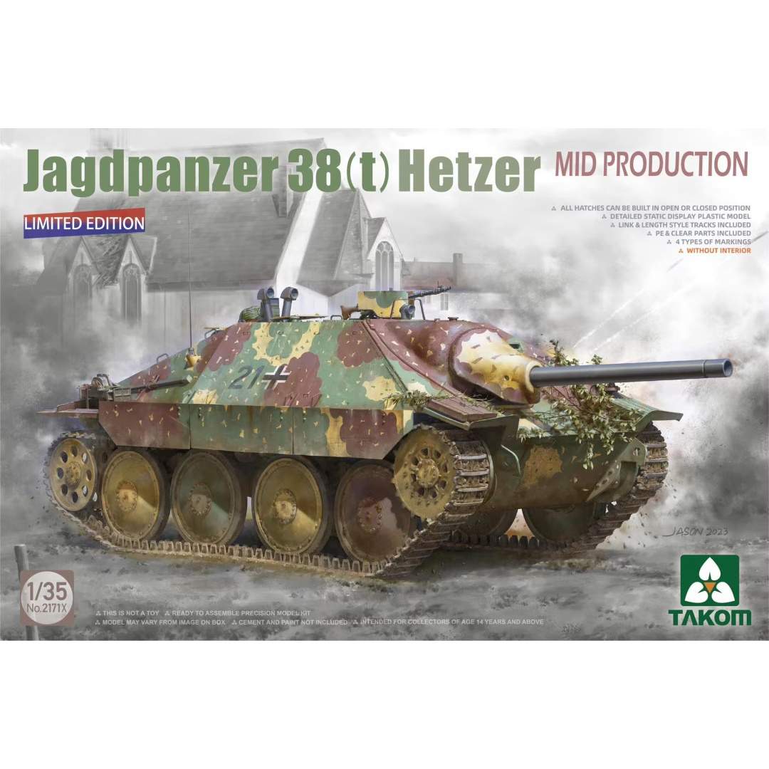 Купить сборная модель Takom 1/35 Немецкая САУ Jagdpanzer 38(t) Hetzer  (промежуточная) Огран 2171X, цены на Мегамаркет | Артикул: 600014586488