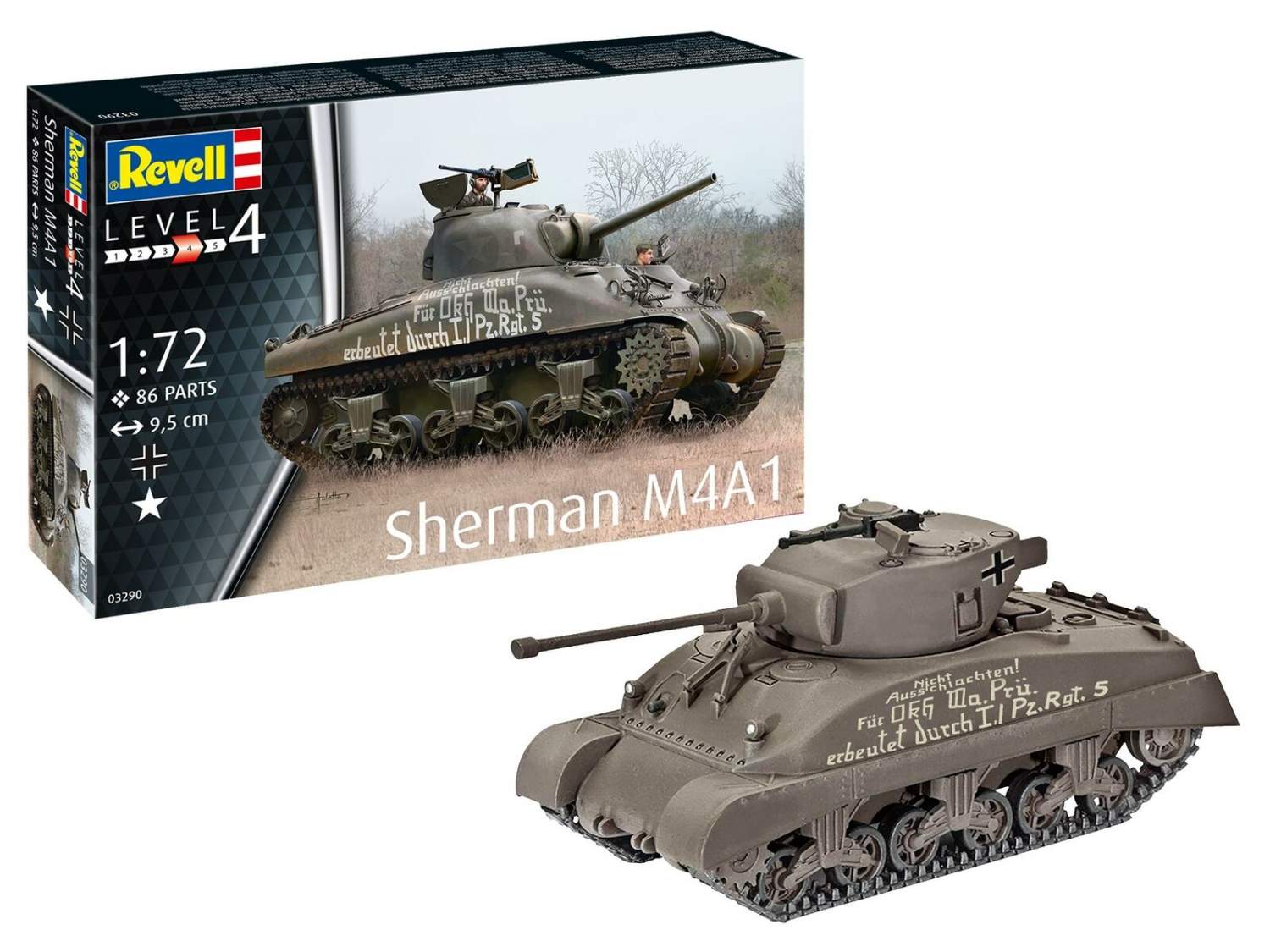 Купить сборная модель Revell 1/72 Американский средний танк Sherman M4A1  03290, цены на Мегамаркет | Артикул: 600004766576