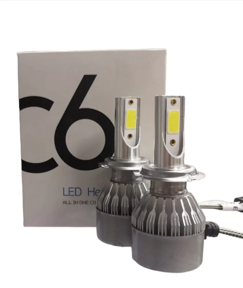 Светодиодные лампы Led C6 H7 6000k, 36w, 12V, комплект 2 шт. - купить в  Москве, цены на Мегамаркет | 600011881077