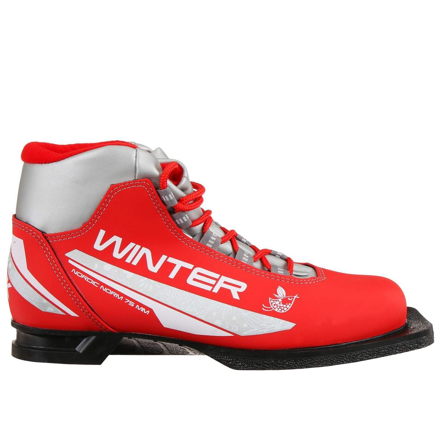 Ботинки лыжные женские TREK Winter 1 NN75, цвет красный, лого серебро,размер 35 - купить в Москве, цены на Мегамаркет
