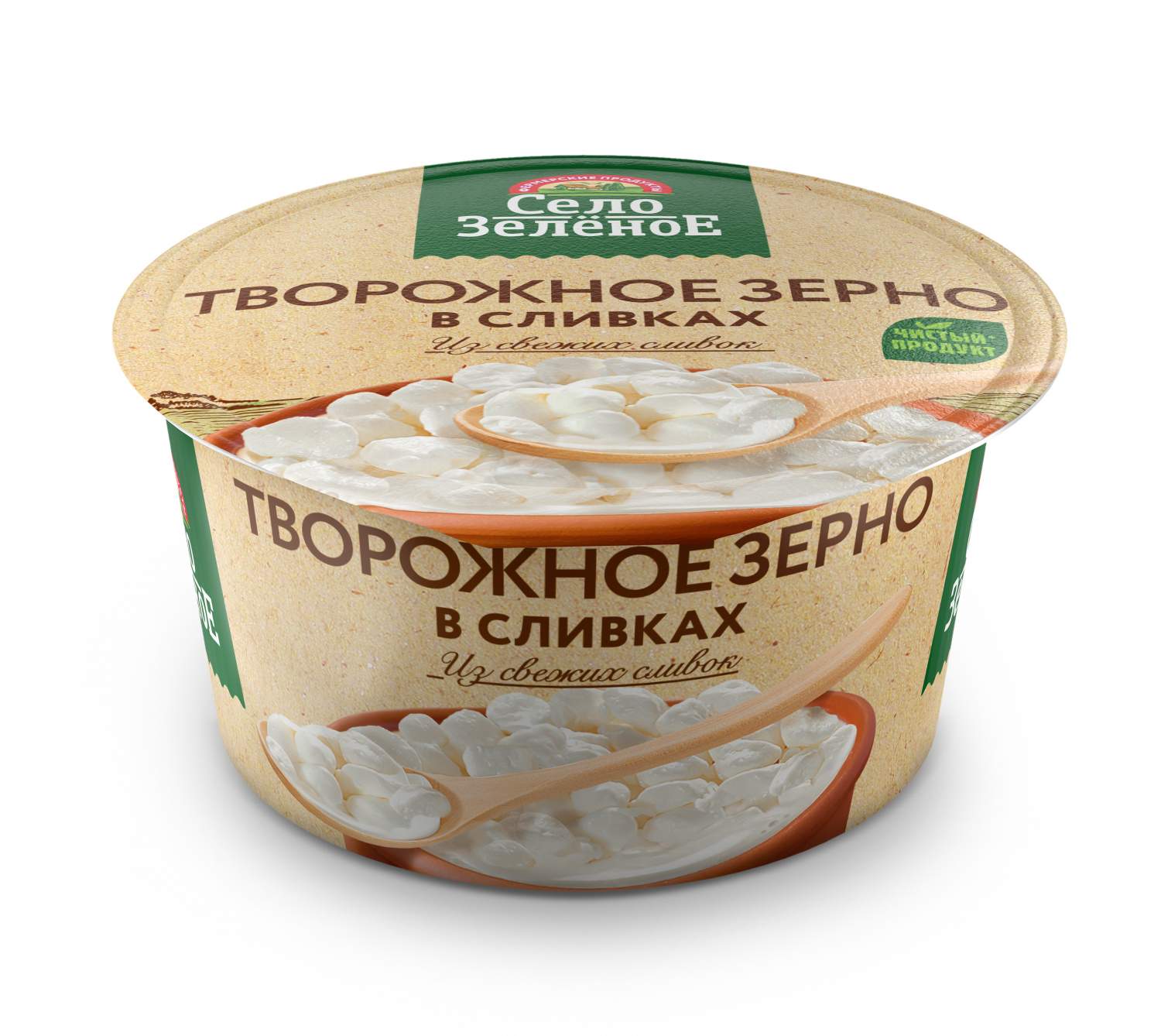 Купить продукт творожный село зеленое творожное зерно в сливках 5 % 130 г,  цены на Мегамаркет | Артикул: 100026605731