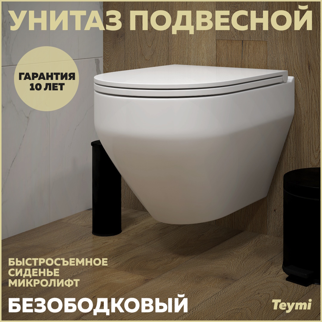 Унитаз подвесной Teymi Demi безободковый, сиденье микролифт T40208 купить в  интернет-магазине, цены на Мегамаркет