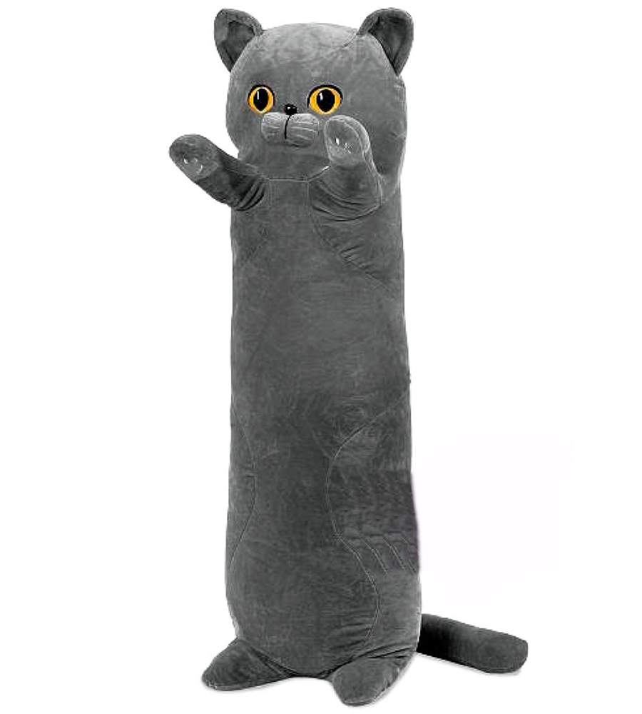Купить мягкая игрушка подушка SCWER TOYS серый британский кот батон 110  см., цены на Мегамаркет