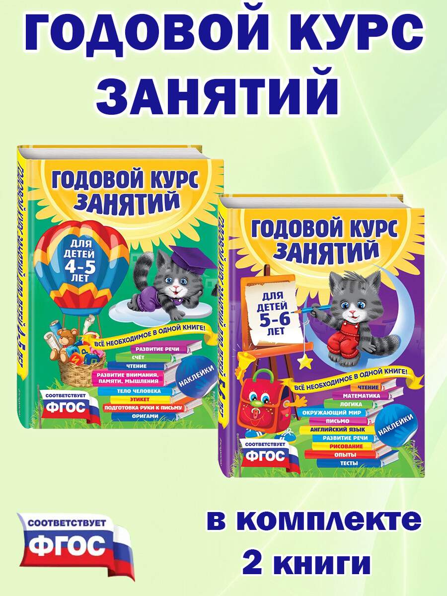 Годовой курс занятий: для детей 4-5 лет, для детей 5-6 лет (комплект 2  книги) - купить в Галилео, цена на Мегамаркет