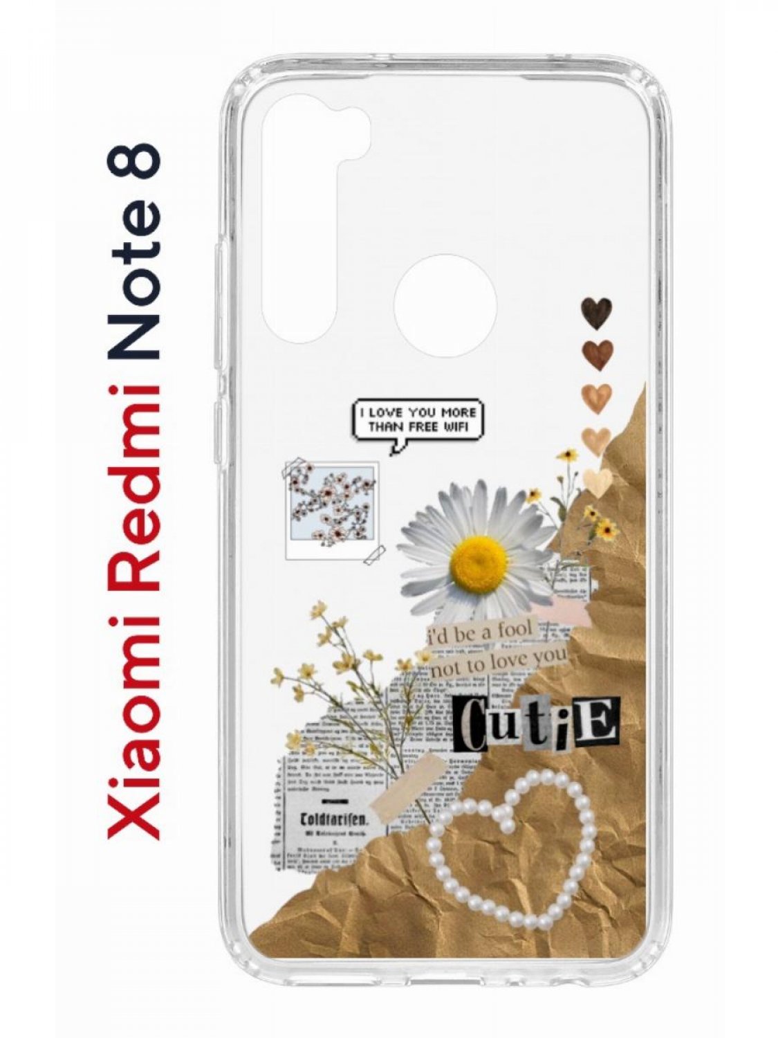 Чехол на Redmi Note 8 Kruche Print Крафтовые наклейки,противоударный бампер  с принтом, купить в Москве, цены в интернет-магазинах на Мегамаркет