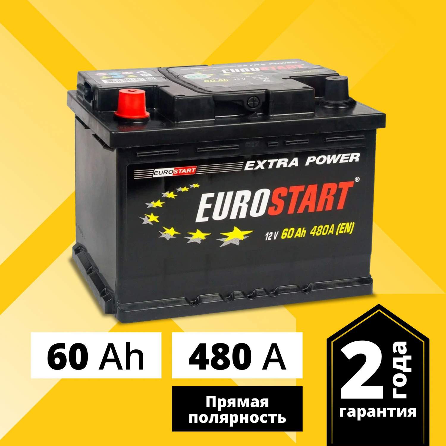 Купить аккумулятор автомобильный EUROSTART Extra Power 60 Ач 480 А прямая  полярность EU601, цены на Мегамаркет | Артикул: 600012915132