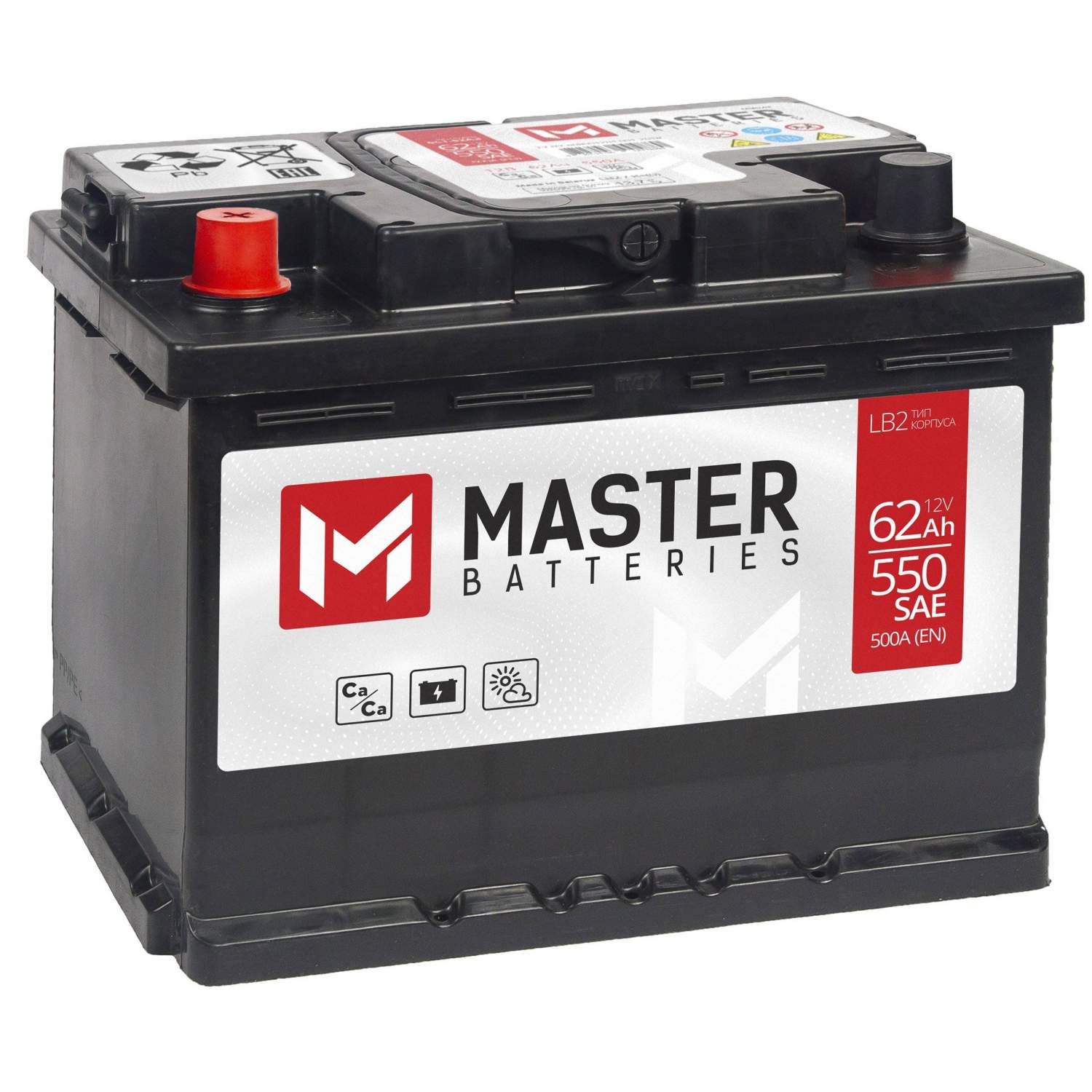 Купить аккумулятор автомобильный MASTER BATTERIES 62 Ач 500 А прямая  полярность MB621, цены на Мегамаркет | Артикул: 600012915160