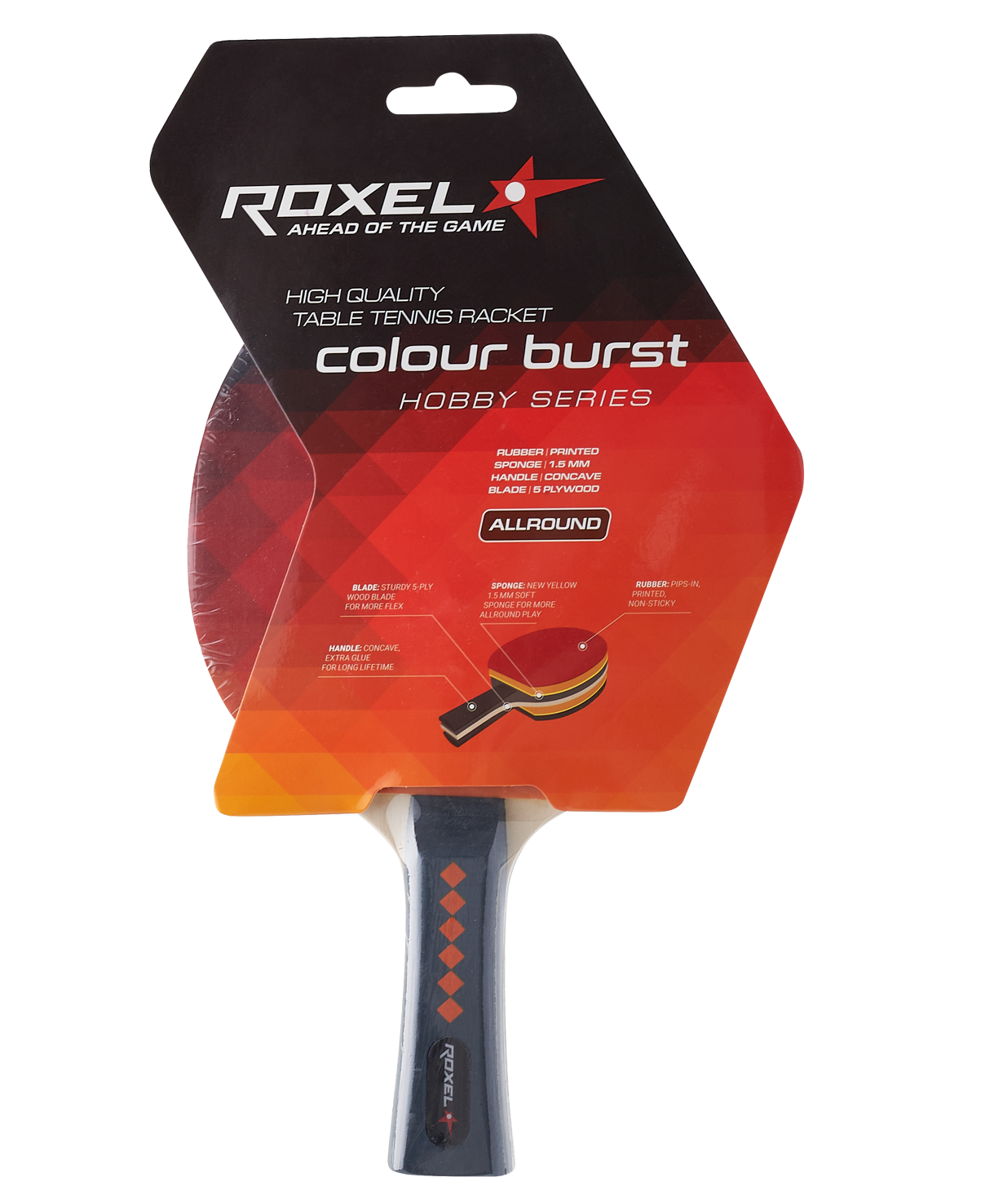 Roxel Ракетка для настольного тенниса Hobby Colour Burst, коническая -  купить в Москве, цены на Мегамаркет